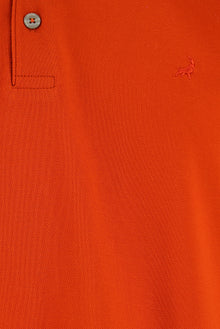 Orta Turuncu Regular Fit Nakışlı Merserize Pamuk Kıvrılmaz Polo Yaka T-shirt