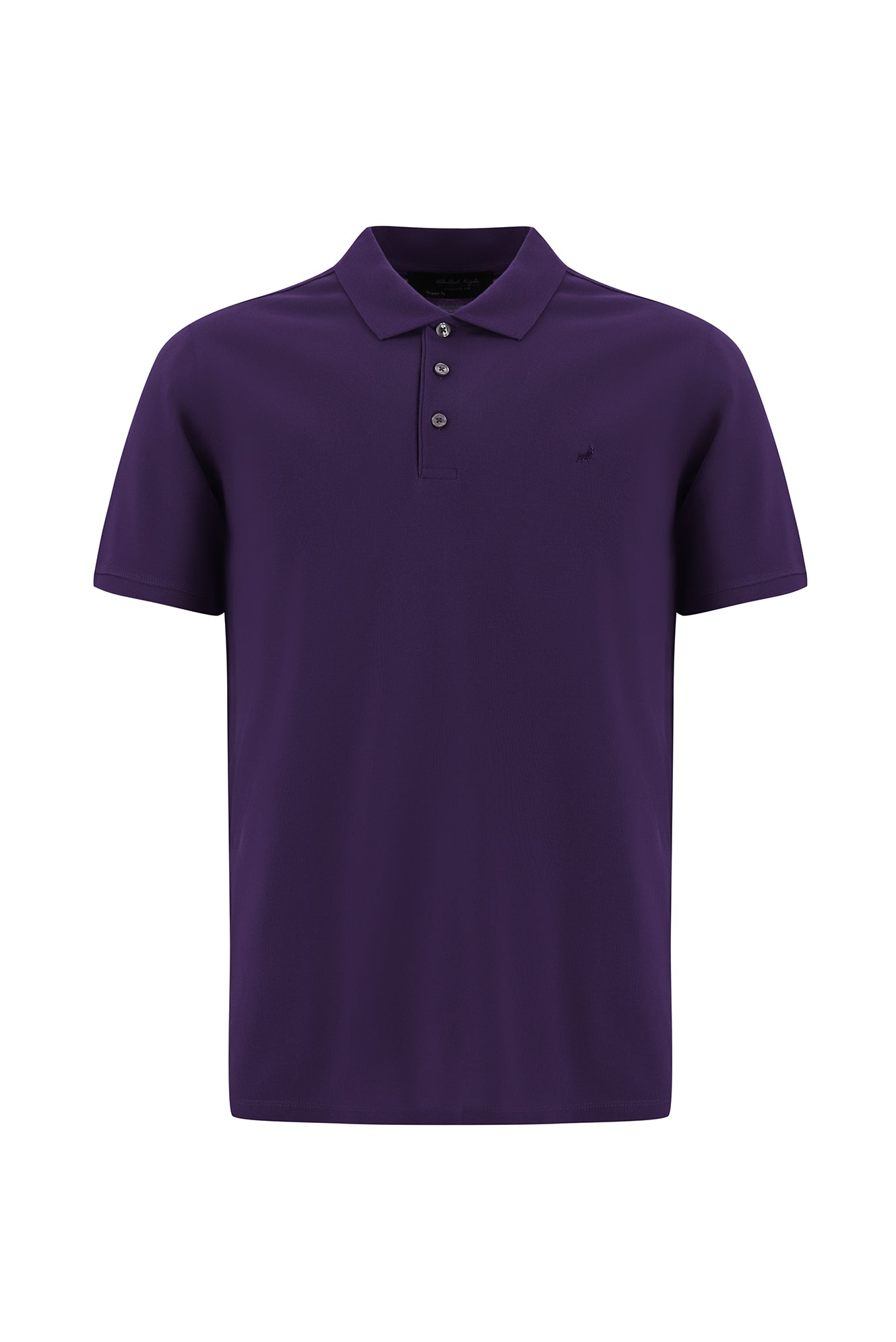 Koyu Mor Regular Fit Nak??l? Merserize Pamuk K?vr?lmaz Polo Yaka T-shirt-Abdullah Ki??l?