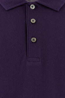 Koyu Mor Regular Fit Nakışlı Merserize Pamuk Kıvrılmaz Polo Yaka T-shirt