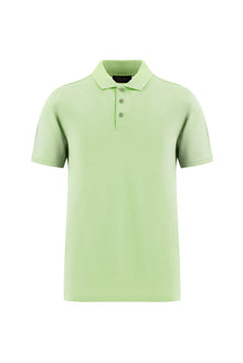 Mint Yeşili Regular Fit Nakışlı Merserize Pamuk Kıvrılmaz Polo Yaka T-shirt