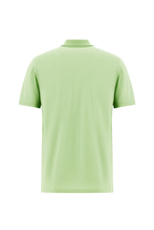 Mint Yeşili Regular Fit Nakışlı Merserize Pamuk Kıvrılmaz Polo Yaka T-shirt