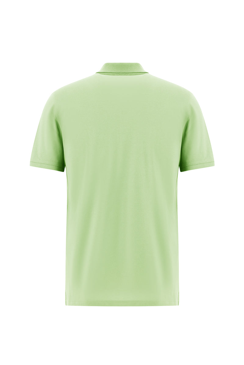 Mint Ye?ili Regular Fit Nak??l? Merserize Pamuk K?vr?lmaz Polo Yaka T-shirt-Abdullah Ki??l?