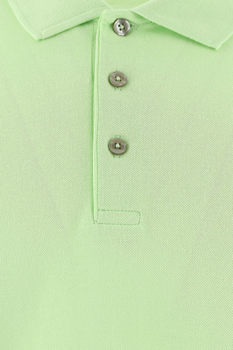 Mint Ye?ili Regular Fit Nak??l? Merserize Pamuk K?vr?lmaz Polo Yaka T-shirt-Abdullah Ki??l?