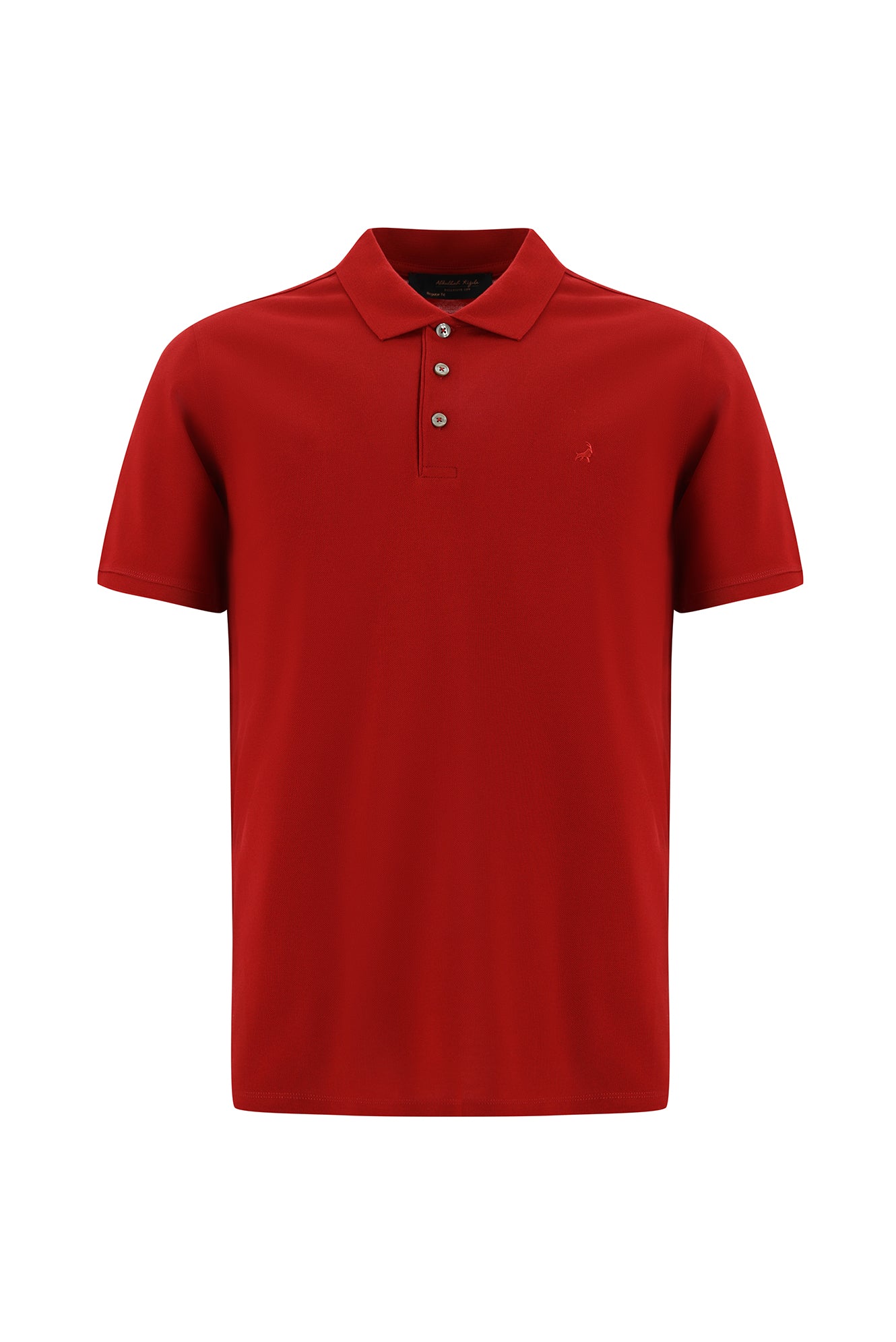 Koyu K?rm?z? Regular Fit Nak??l? Merserize Pamuk K?vr?lmaz Polo Yaka T-shirt-Abdullah Ki??l?