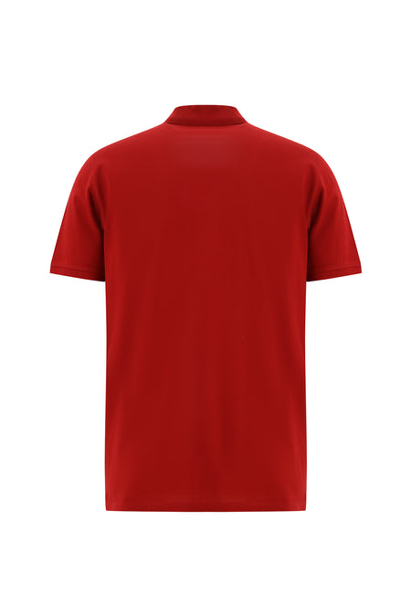 Koyu K?rm?z? Regular Fit Nak??l? Merserize Pamuk K?vr?lmaz Polo Yaka T-shirt-Abdullah Ki??l?