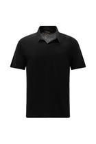 Siyah Regular Fit Nakışlı Keten Polo Yaka T-shirt