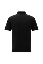 Siyah Regular Fit Nakışlı Keten Polo Yaka T-shirt