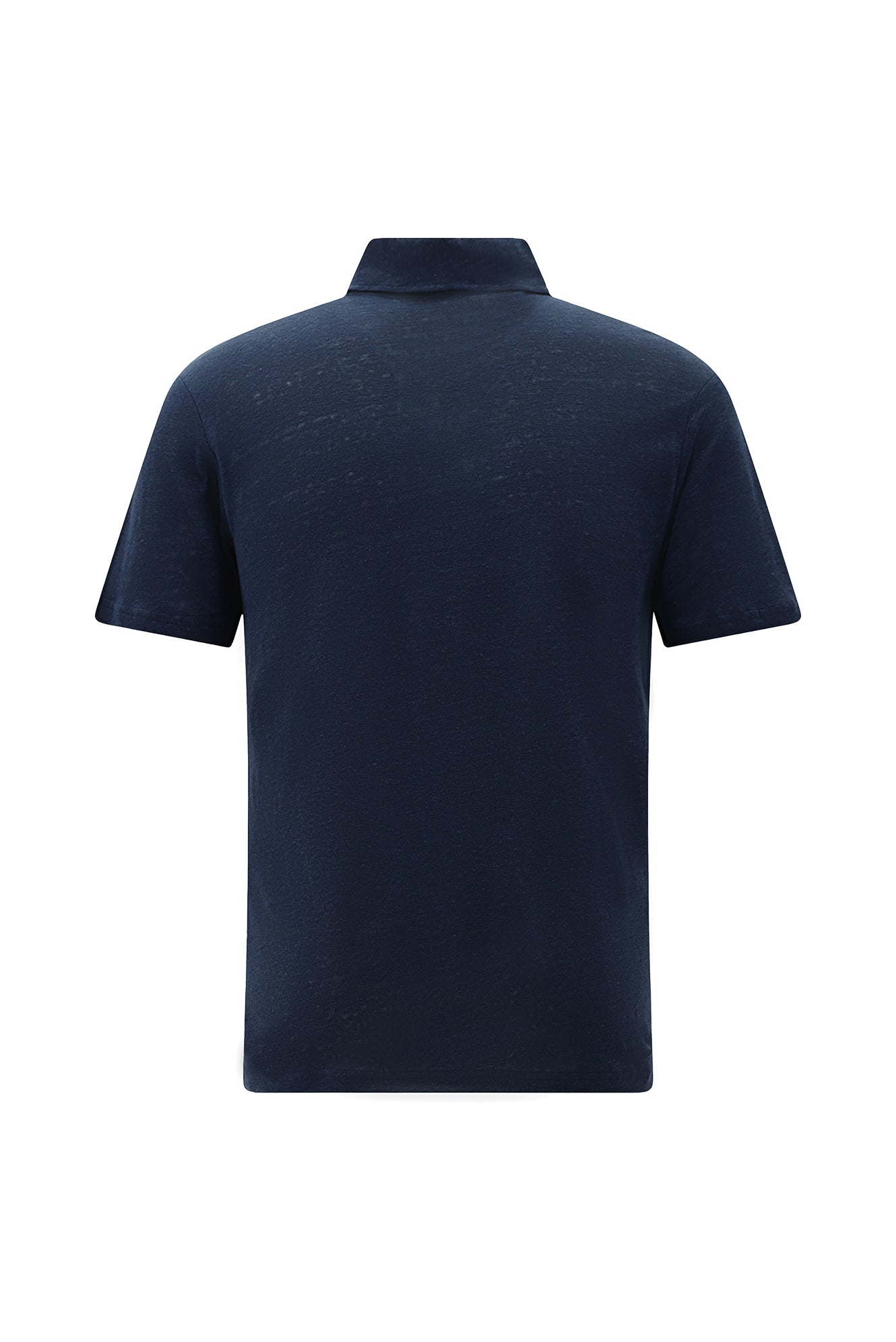 Koyu Lacivert Regular Fit Nakışlı Keten Polo Yaka T-shirt