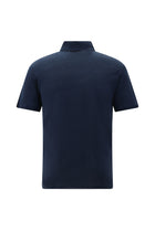 Koyu Lacivert Regular Fit Nakışlı Keten Polo Yaka T-shirt