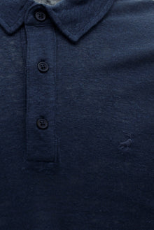 Koyu Lacivert Regular Fit Nak??l? Keten Polo Yaka T-shirt-Abdullah Ki??l?