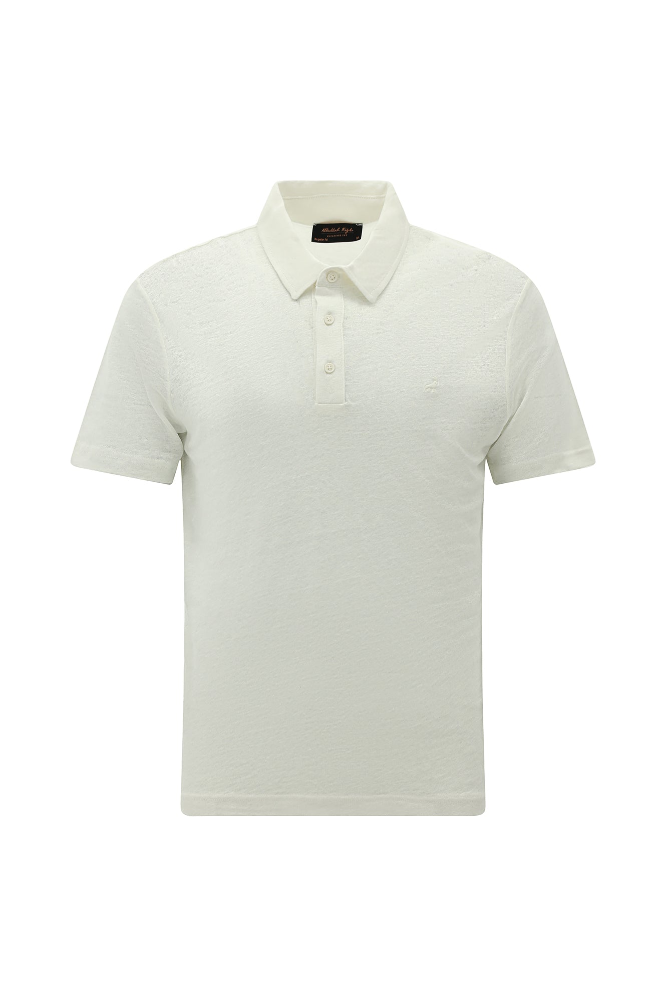 Kırık Beyaz Regular Fit Nakışlı Keten Polo Yaka T-shirt