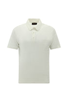 Kırık Beyaz Regular Fit Nakışlı Keten Polo Yaka T-shirt