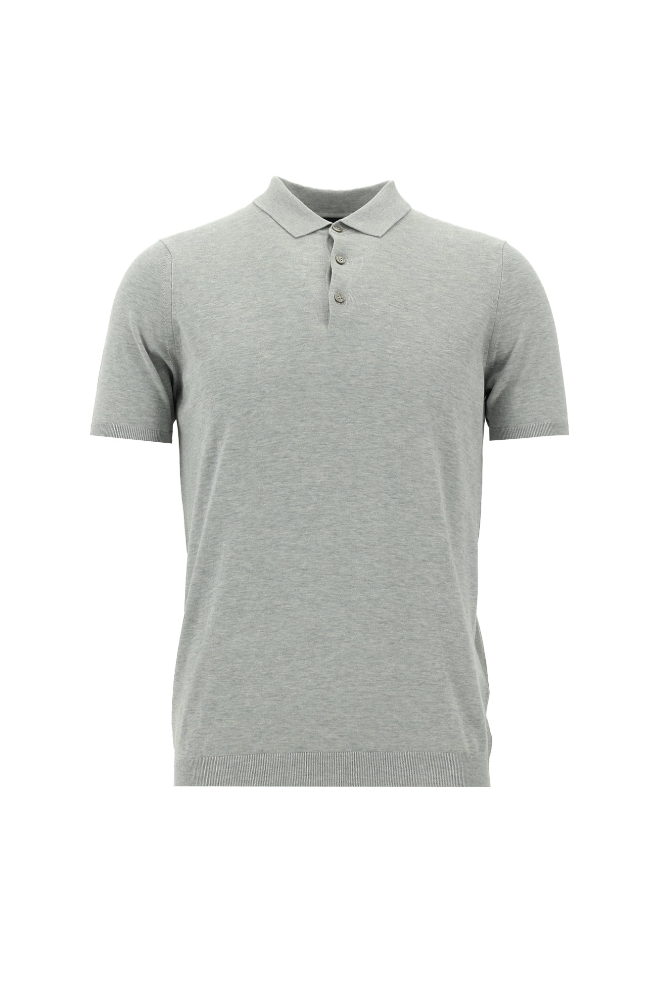 Orta Gri Melanj Polo Yaka Regular Fit Pamuklu T-shirt