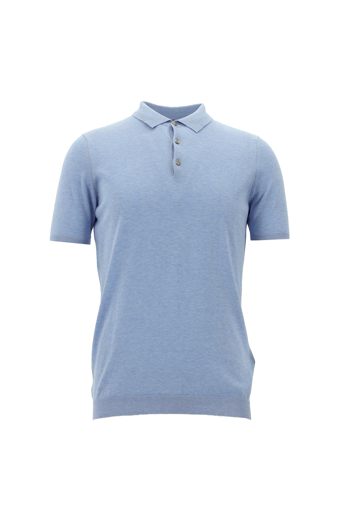 Açık Mavi Melanj Polo Yaka Regular Fit Pamuklu T-shirt