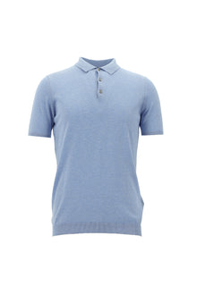 Açık Mavi Melanj Polo Yaka Regular Fit Pamuklu T-shirt