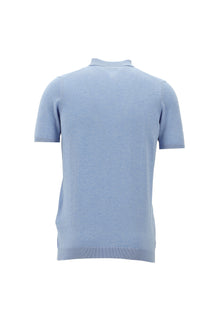 Açık Mavi Melanj Polo Yaka Regular Fit Pamuklu T-shirt