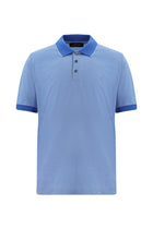 Açık Saks Mavi Slim Fit Dar Kesim Desenli Nakışlı Merserize Pamuk Polo Yaka T-shirt