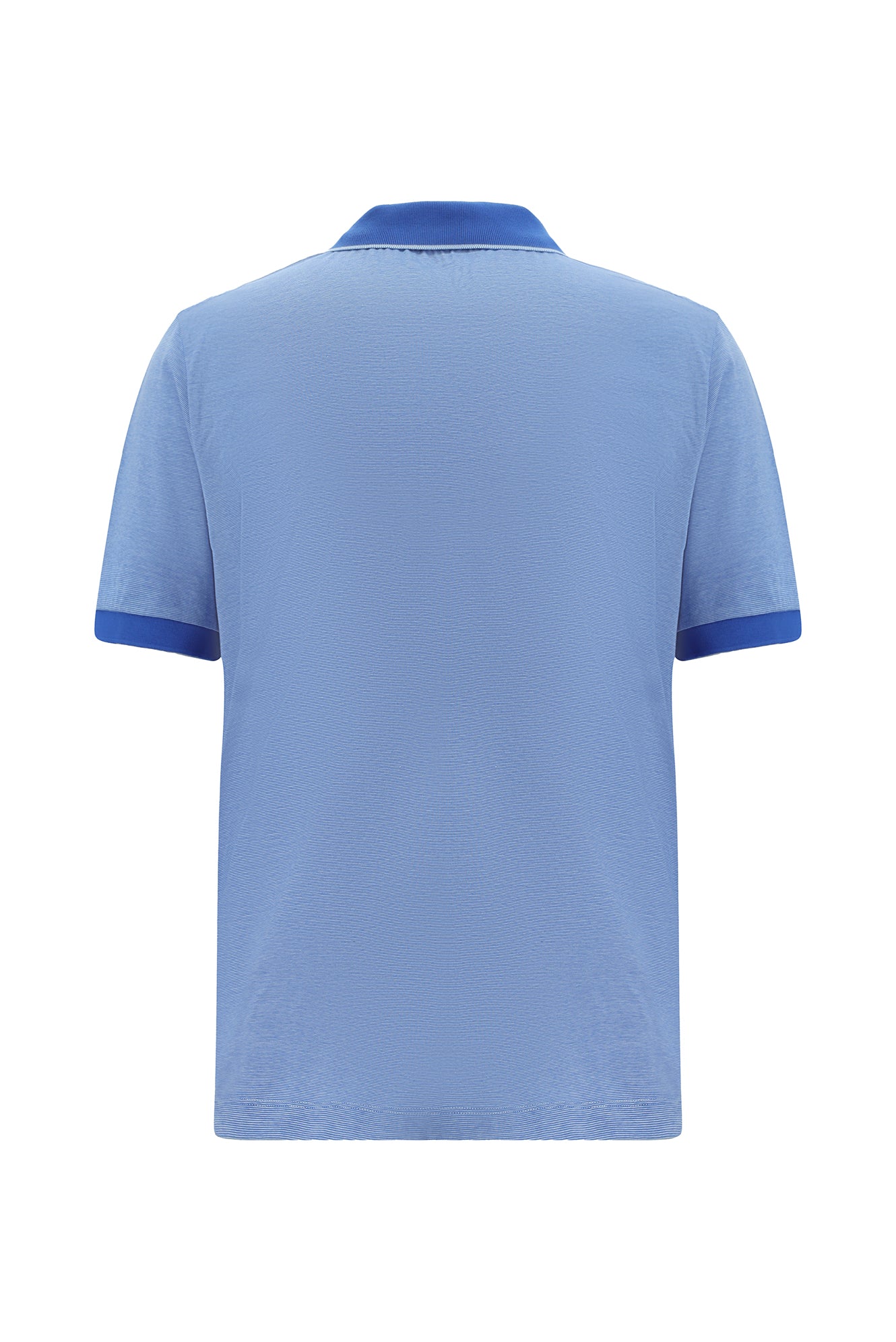 Açık Saks Mavi Slim Fit Dar Kesim Desenli Nakışlı Merserize Pamuk Polo Yaka T-shirt