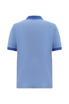 Açık Saks Mavi Slim Fit Dar Kesim Desenli Nakışlı Merserize Pamuk Polo Yaka T-shirt