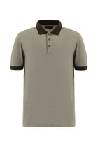 Orta Bej Slim Fit Dar Kesim Desenli Nakışlı Merserize Pamuk Polo Yaka T-shirt