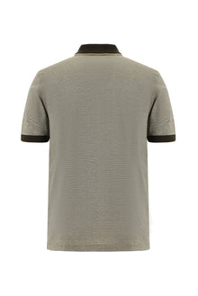 Orta Bej Slim Fit Dar Kesim Desenli Nak??l? Merserize Pamuk Polo Yaka T-shirt-Abdullah Ki??l?