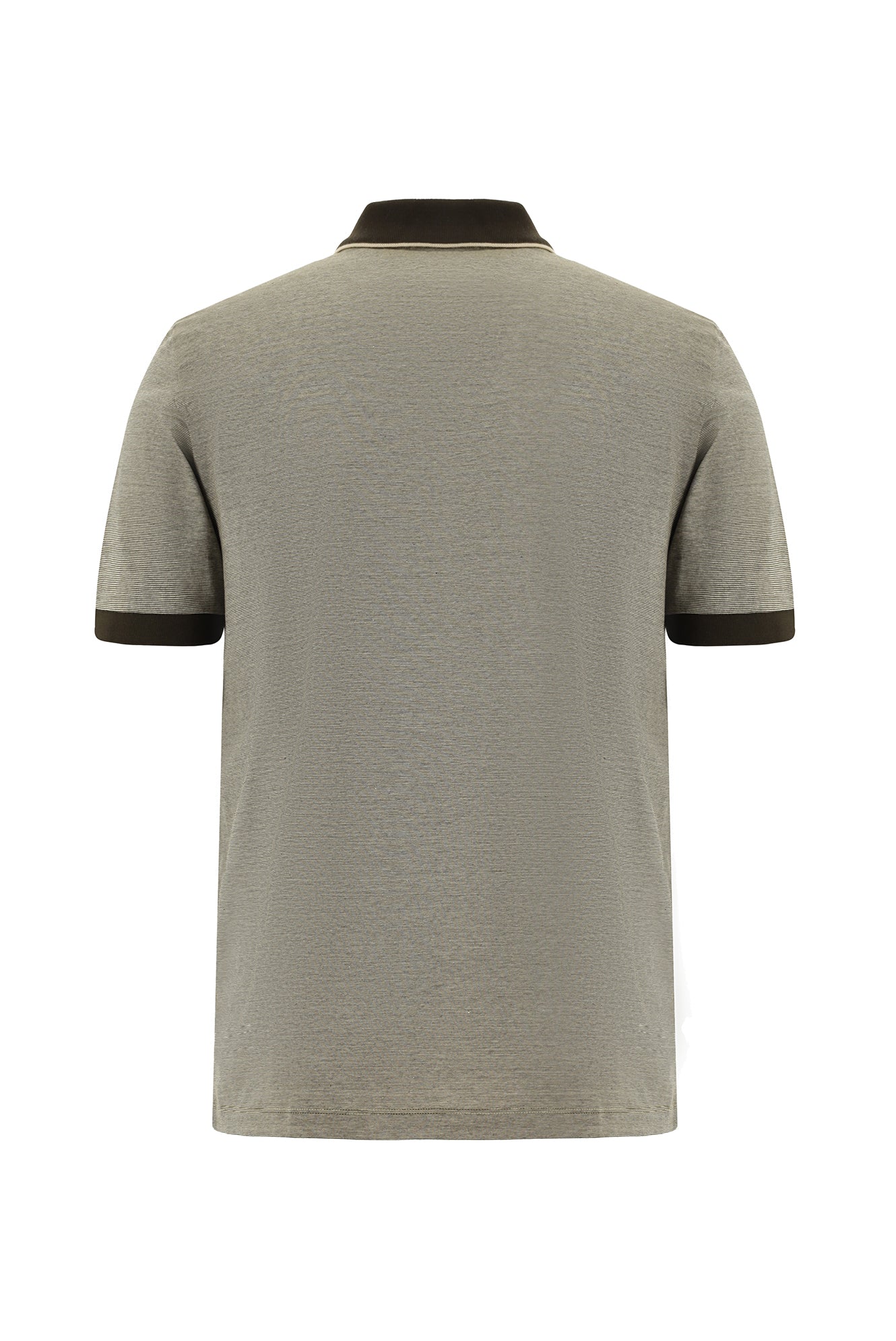 Orta Bej Slim Fit Dar Kesim Desenli Nakışlı Merserize Pamuk Polo Yaka T-shirt