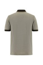 Orta Bej Slim Fit Dar Kesim Desenli Nakışlı Merserize Pamuk Polo Yaka T-shirt