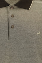 Orta Bej Slim Fit Dar Kesim Desenli Nakışlı Merserize Pamuk Polo Yaka T-shirt