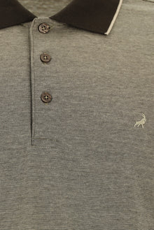 Orta Bej Slim Fit Dar Kesim Desenli Nakışlı Merserize Pamuk Polo Yaka T-shirt