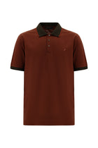 Kiremit Slim Fit Dar Kesim Desenli Nakışlı Merserize Pamuk Polo Yaka T-shirt