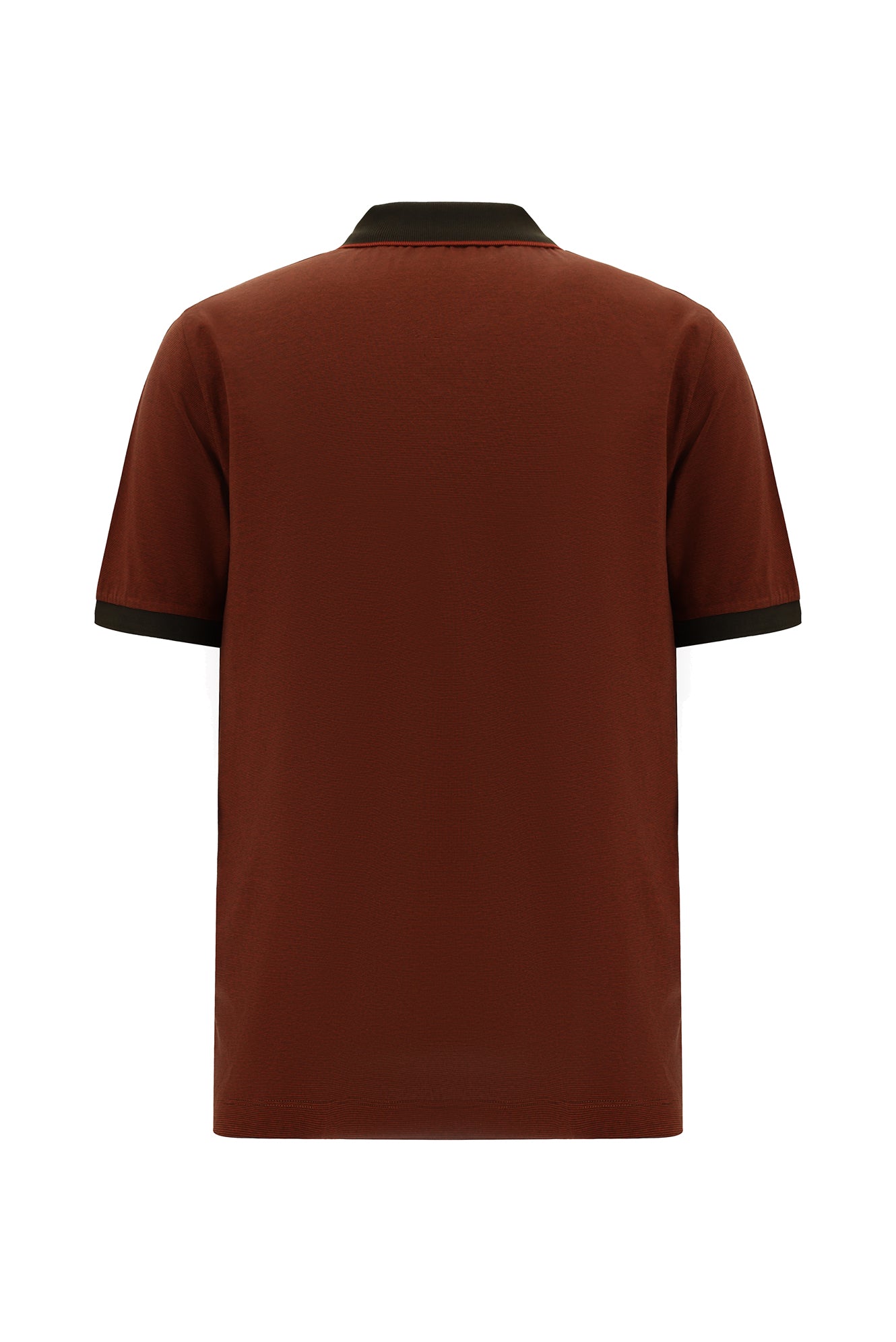 Kiremit Slim Fit Dar Kesim Desenli Nakışlı Merserize Pamuk Polo Yaka T-shirt