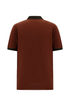 Kiremit Slim Fit Dar Kesim Desenli Nakışlı Merserize Pamuk Polo Yaka T-shirt