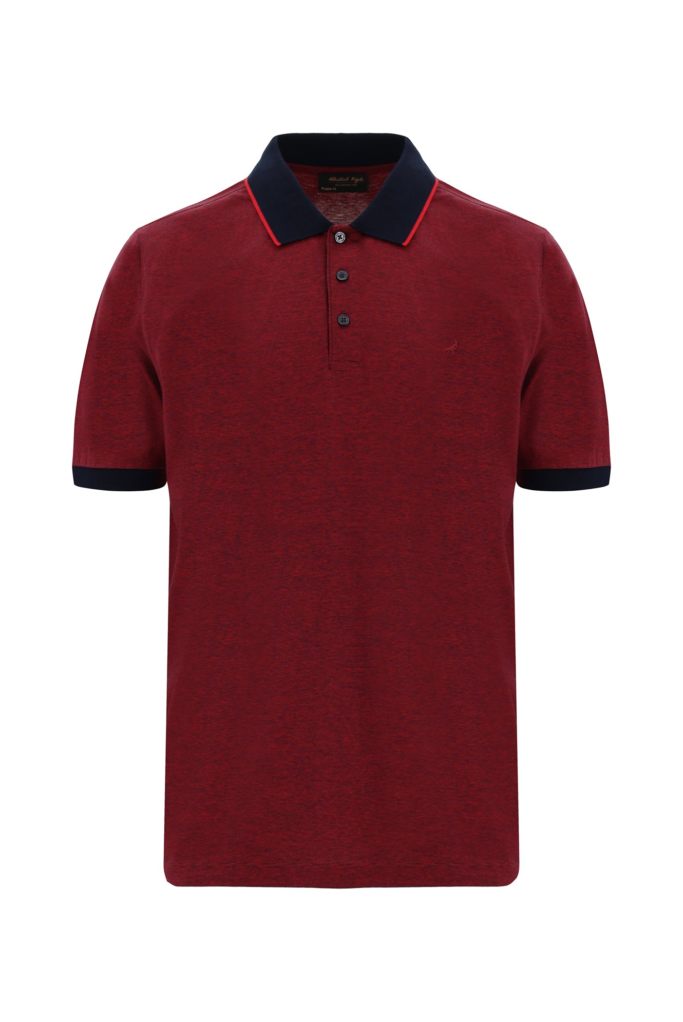 Açık Kırmızı Slim Fit Dar Kesim Desenli Nakışlı Merserize Pamuk Polo Yaka T-shirt