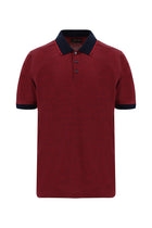 Açık Kırmızı Slim Fit Dar Kesim Desenli Nakışlı Merserize Pamuk Polo Yaka T-shirt