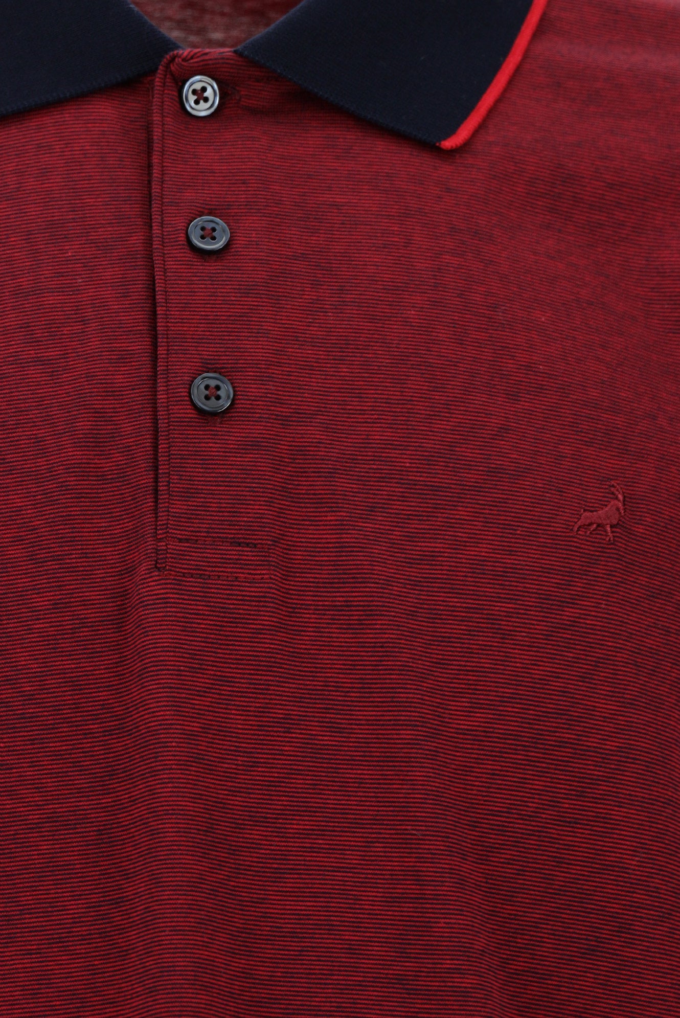 Açık Kırmızı Slim Fit Dar Kesim Desenli Nakışlı Merserize Pamuk Polo Yaka T-shirt