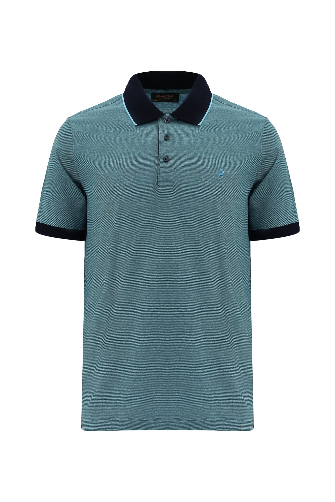 Açık Turkuaz Slim Fit Dar Kesim Desenli Nakışlı Merserize Pamuk Polo Yaka T-shirt