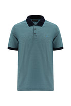 Açık Turkuaz Slim Fit Dar Kesim Desenli Nakışlı Merserize Pamuk Polo Yaka T-shirt