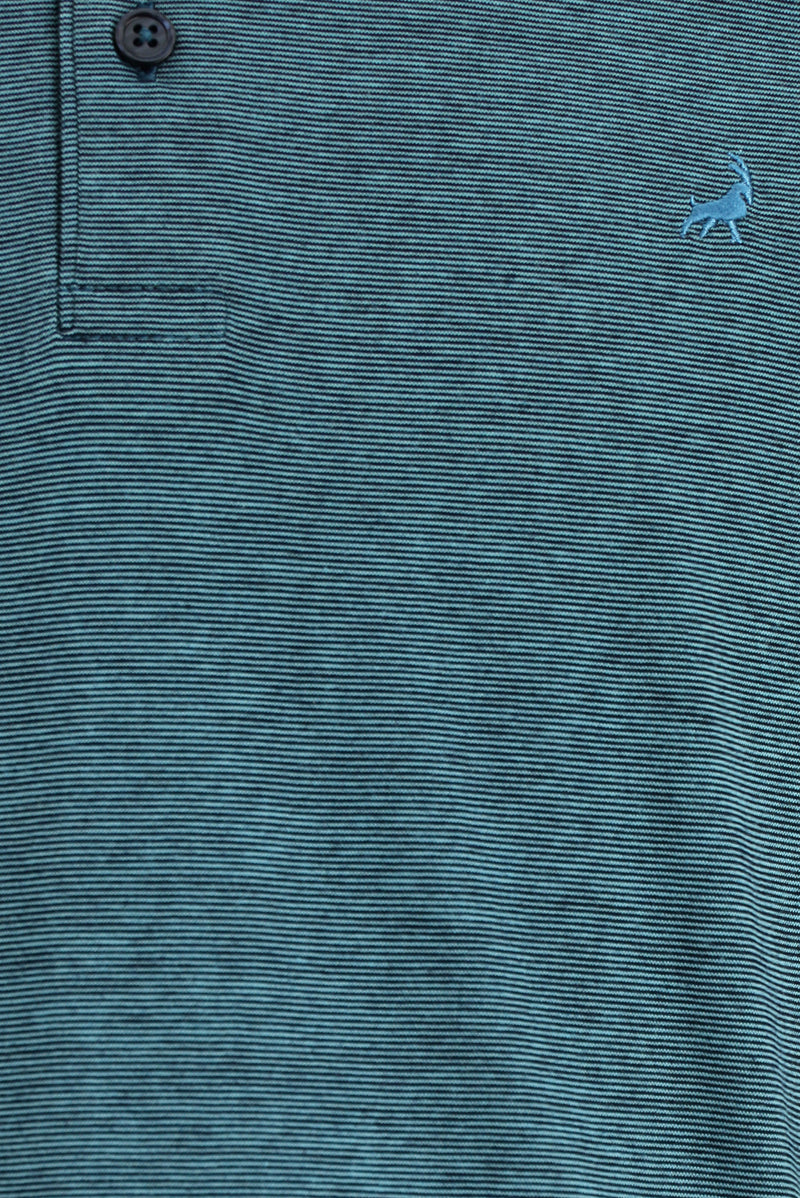 Açık Turkuaz Slim Fit Dar Kesim Desenli Nakışlı Merserize Pamuk Polo Yaka T-shirt