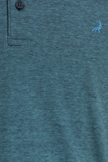 Aç?k Turkuaz Slim Fit Dar Kesim Desenli Nak??l? Merserize Pamuk Polo Yaka T-shirt-Abdullah Ki??l?