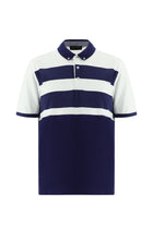 Orta Lacivert Regular Fit Pamuk Çizgili Polo Yaka T-shirt-Abdullah Ki??l?
