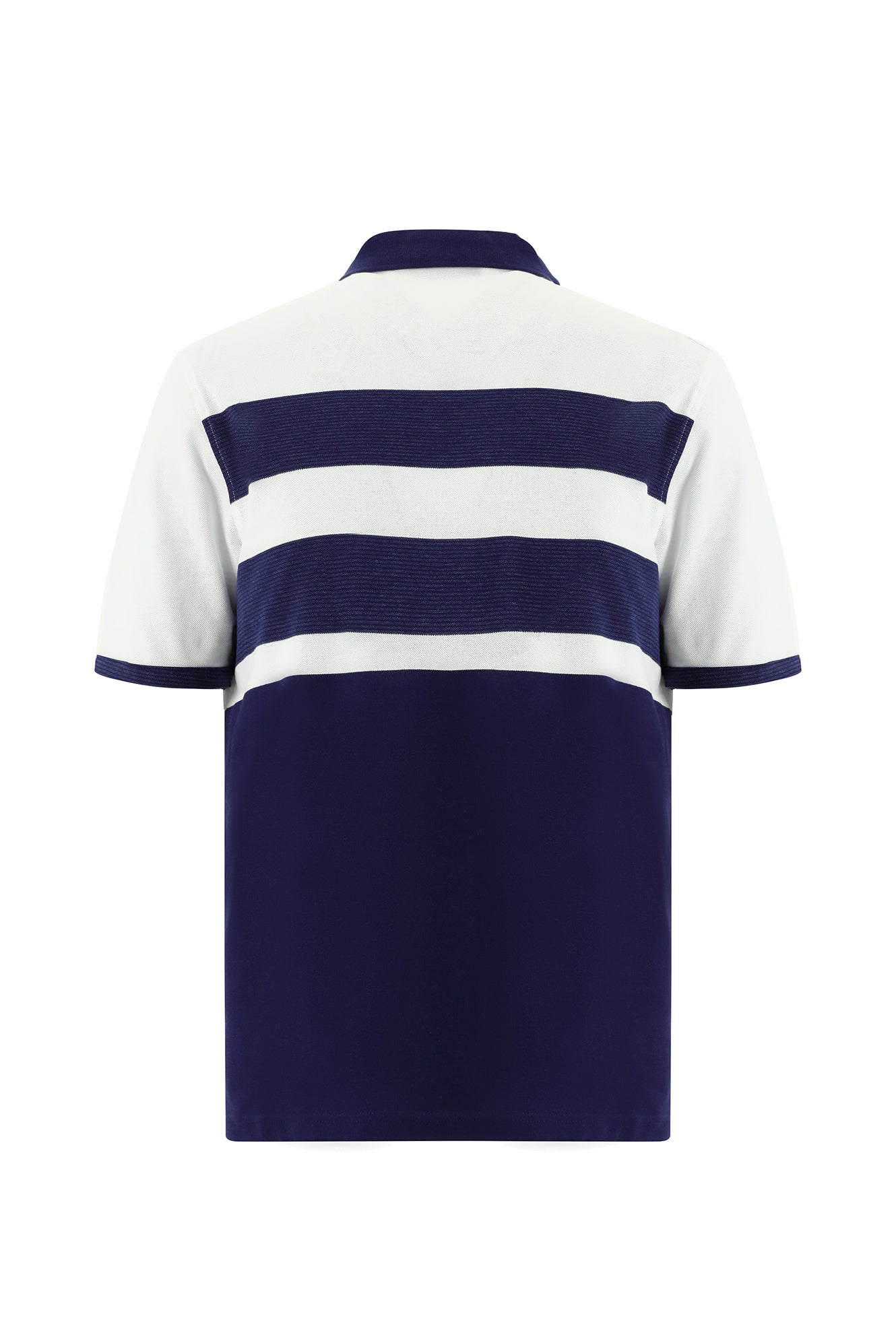 Orta Lacivert Regular Fit Pamuk Çizgili Polo Yaka T-shirt-Abdullah Ki??l?