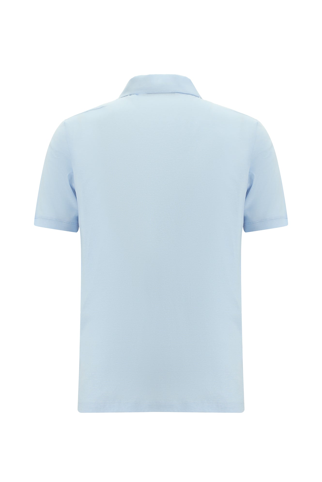 Açık Mavi Regular Fit Çizgili Nakışlı Merserize Pamuk Polo Yaka T-shirt