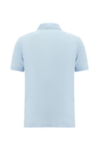 Açık Mavi Regular Fit Çizgili Nakışlı Merserize Pamuk Polo Yaka T-shirt