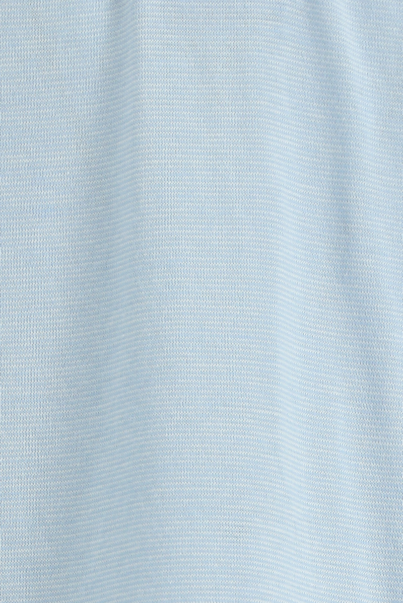 Açık Mavi Regular Fit Çizgili Nakışlı Merserize Pamuk Polo Yaka T-shirt