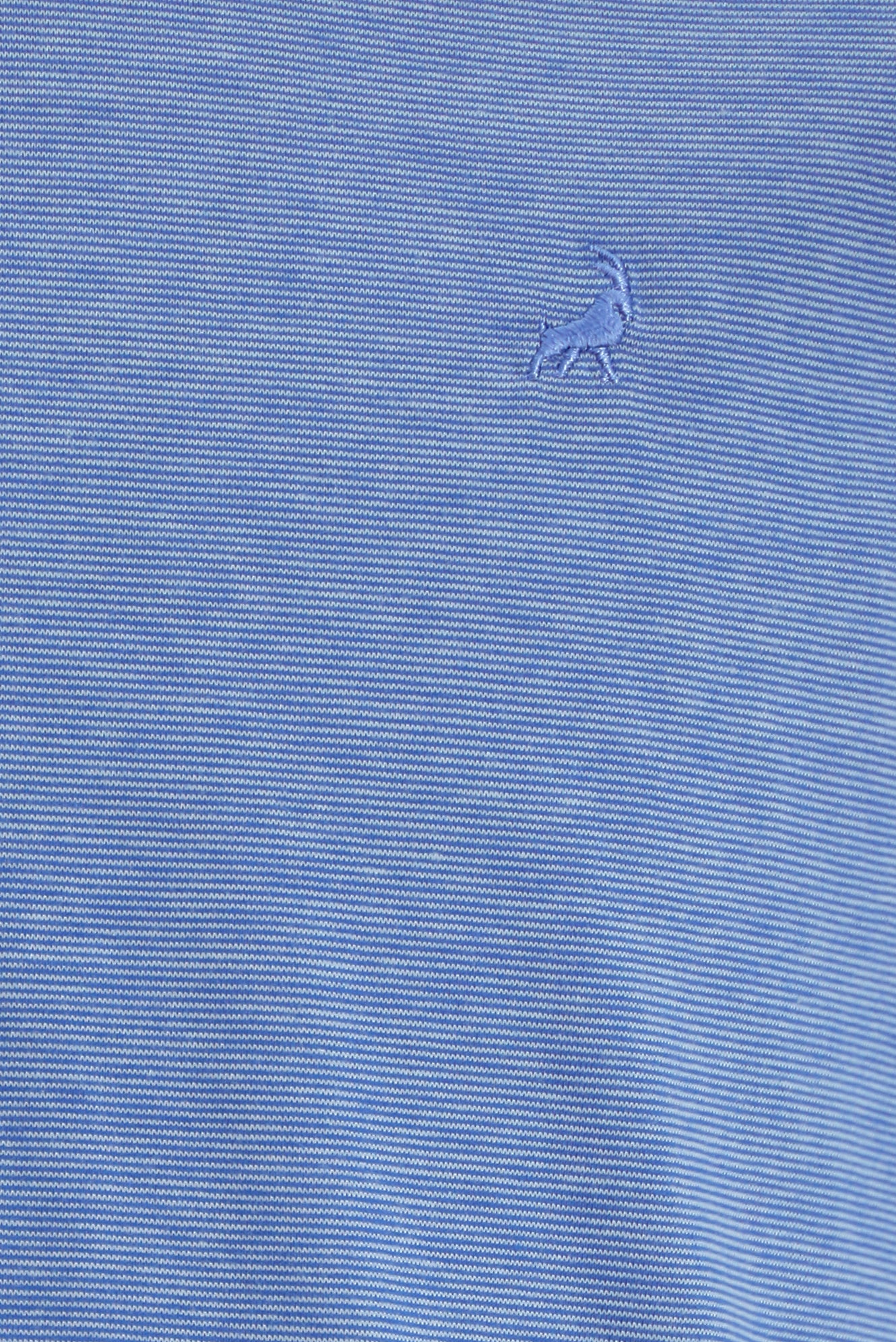 Açık Saks Mavi Regular Fit Çizgili Nakışlı Merserize Pamuk Polo Yaka T-shirt