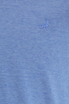 Açık Saks Mavi Regular Fit Çizgili Nakışlı Merserize Pamuk Polo Yaka T-shirt