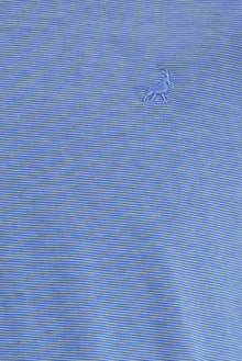 Açık Saks Mavi Regular Fit Çizgili Nakışlı Merserize Pamuk Polo Yaka T-shirt