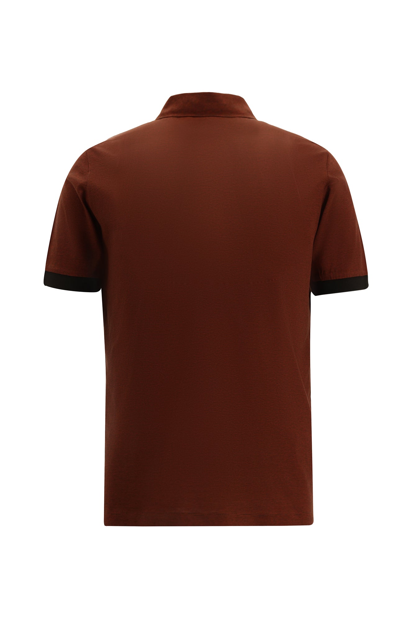 Kiremit Regular Fit Çizgili Nakışlı Merserize Pamuk Polo Yaka T-shirt