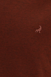 Kiremit Regular Fit Çizgili Nakışlı Merserize Pamuk Polo Yaka T-shirt