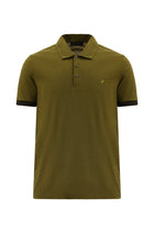 Hardal Regular Fit Çizgili Nakışlı Merserize Pamuk Polo Yaka T-shirt